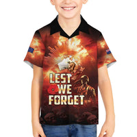 Honouring The ANZAC Spirit Family Matching Off The Shoulder Long Sleeve Dress and Hawaiian Shirt Gallipoli Lest We Forget LT05 Son's Shirt Red - Polynesian Pride