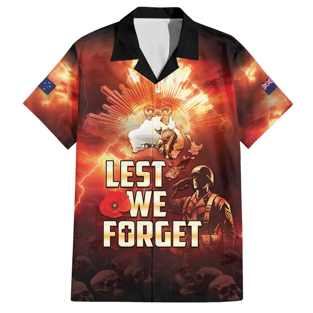 Honouring The ANZAC Spirit Family Matching Short Sleeve Bodycon Dress and Hawaiian Shirt Gallipoli Lest We Forget LT05 Dad's Shirt - Short Sleeve Red - Polynesian Pride