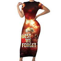Honouring The ANZAC Spirit Family Matching Short Sleeve Bodycon Dress and Hawaiian Shirt Gallipoli Lest We Forget LT05 Mom's Dress Red - Polynesian Pride