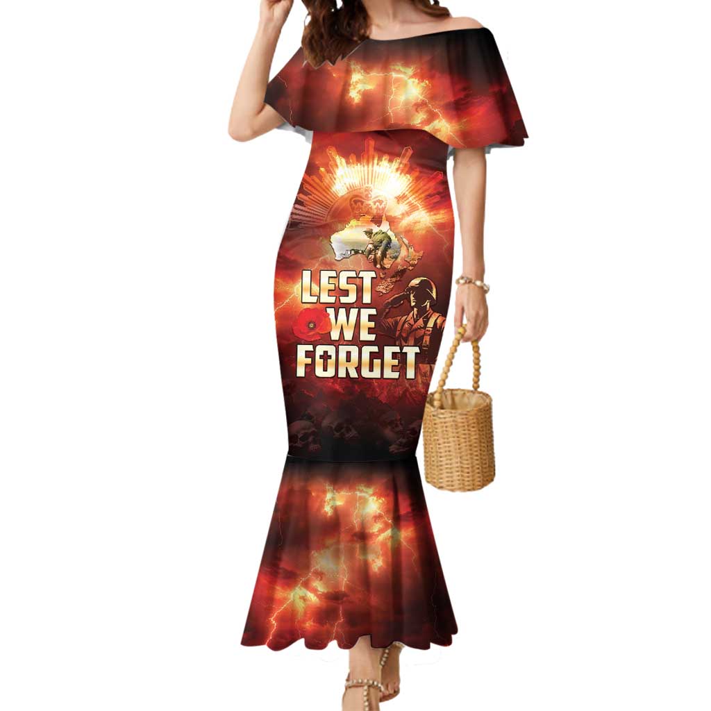 Honouring The ANZAC Spirit Mermaid Dress Gallipoli Lest We Forget LT05 Women Red - Polynesian Pride