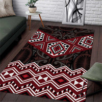 New Zealand Aotearoa Area Rug Red Taniko Art Maori Pattern LT05 Red - Polynesian Pride