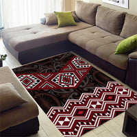 New Zealand Aotearoa Area Rug Red Taniko Art Maori Pattern LT05 - Polynesian Pride
