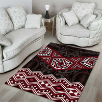 New Zealand Aotearoa Area Rug Red Taniko Art Maori Pattern LT05 - Polynesian Pride