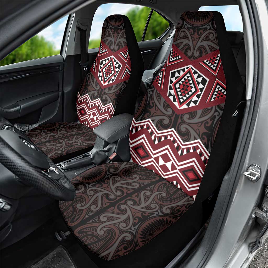 New Zealand Aotearoa Car Seat Cover Red Taniko Art Maori Pattern LT05 - Polynesian Pride