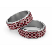 New Zealand Aotearoa Classic Ring Red Taniko Art Maori Pattern
