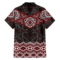 New Zealand Aotearoa Family Matching Long Sleeve Bodycon Dress and Hawaiian Shirt Red Taniko Art Maori Pattern LT05 - Polynesian Pride