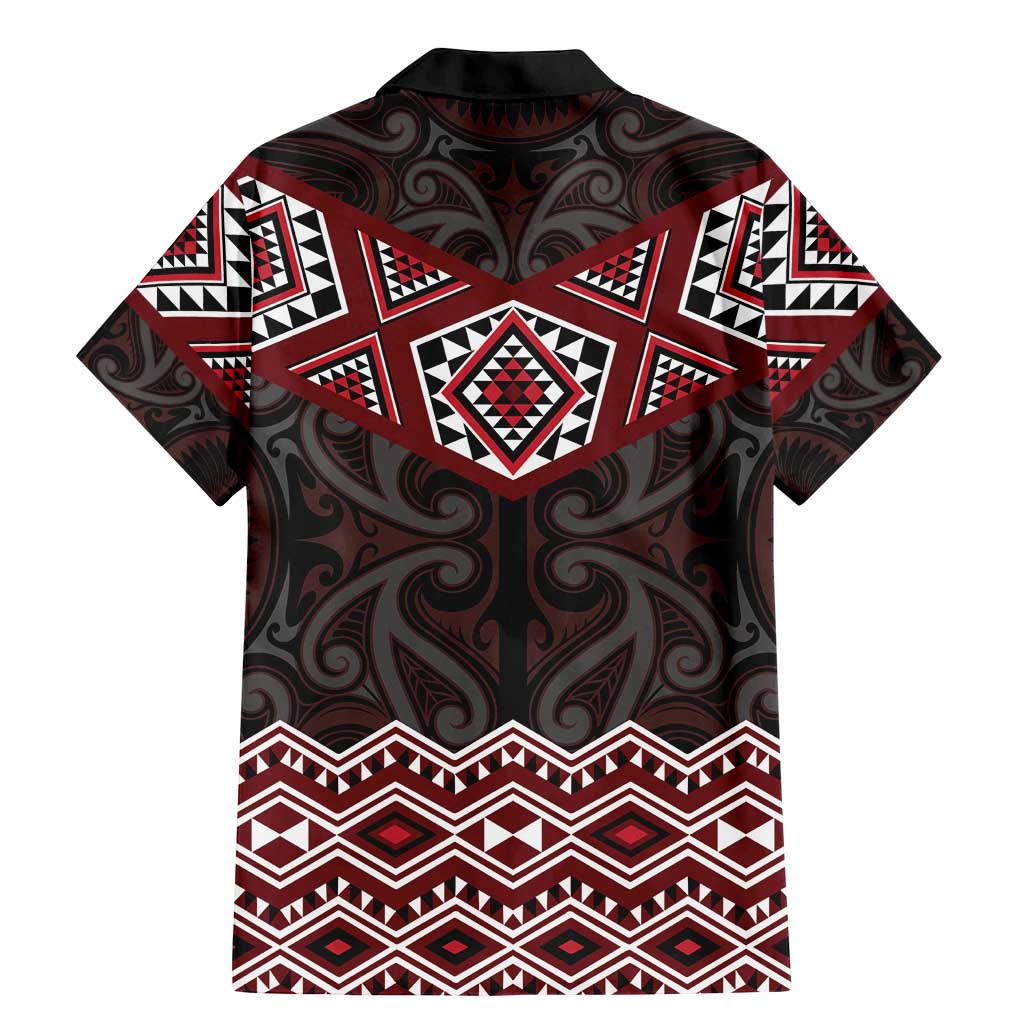 New Zealand Aotearoa Family Matching Mermaid Dress and Hawaiian Shirt Red Taniko Art Maori Pattern LT05 - Polynesian Pride