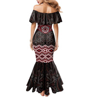New Zealand Aotearoa Family Matching Mermaid Dress and Hawaiian Shirt Red Taniko Art Maori Pattern LT05 - Polynesian Pride