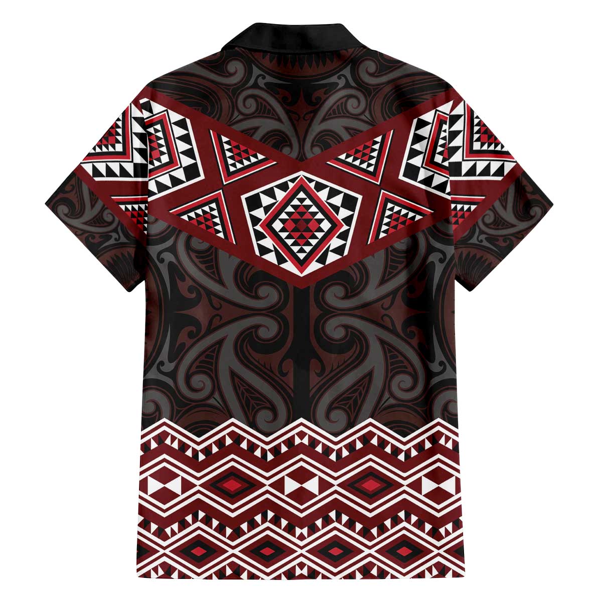New Zealand Aotearoa Family Matching Off The Shoulder Long Sleeve Dress and Hawaiian Shirt Red Taniko Art Maori Pattern LT05 - Polynesian Pride