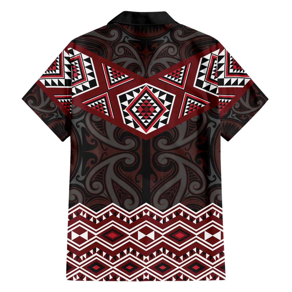 New Zealand Aotearoa Family Matching Short Sleeve Bodycon Dress and Hawaiian Shirt Red Taniko Art Maori Pattern LT05 - Polynesian Pride