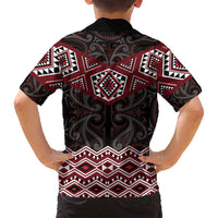 New Zealand Aotearoa Family Matching Summer Maxi Dress and Hawaiian Shirt Red Taniko Art Maori Pattern LT05 - Polynesian Pride