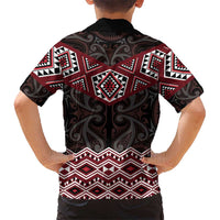 New Zealand Aotearoa Kid Hawaiian Shirt Red Taniko Art Maori Pattern