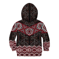 New Zealand Aotearoa Kid Hoodie Red Taniko Art Maori Pattern LT05 - Polynesian Pride