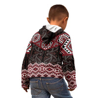 New Zealand Aotearoa Kid Hoodie Red Taniko Art Maori Pattern LT05 - Polynesian Pride