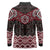 New Zealand Aotearoa Long Sleeve Polo Shirt Red Taniko Art Maori Pattern