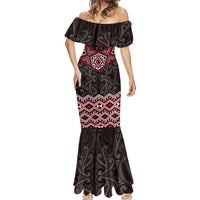 New Zealand Aotearoa Mermaid Dress Red Taniko Art Maori Pattern LT05 - Polynesian Pride