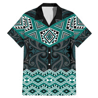New Zealand Aotearoa Family Matching Mermaid Dress and Hawaiian Shirt Turquoise Taniko Art Maori Pattern LT05 Dad's Shirt - Short Sleeve Turquoise - Polynesian Pride