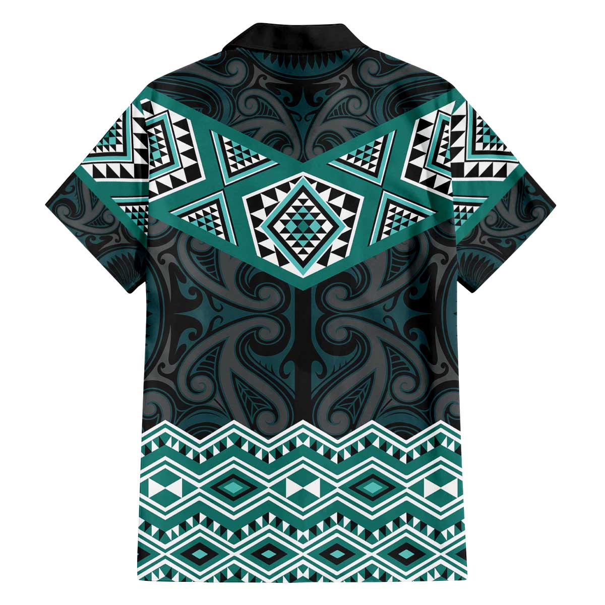 New Zealand Aotearoa Family Matching Off The Shoulder Long Sleeve Dress and Hawaiian Shirt Turquoise Taniko Art Maori Pattern LT05 - Polynesian Pride