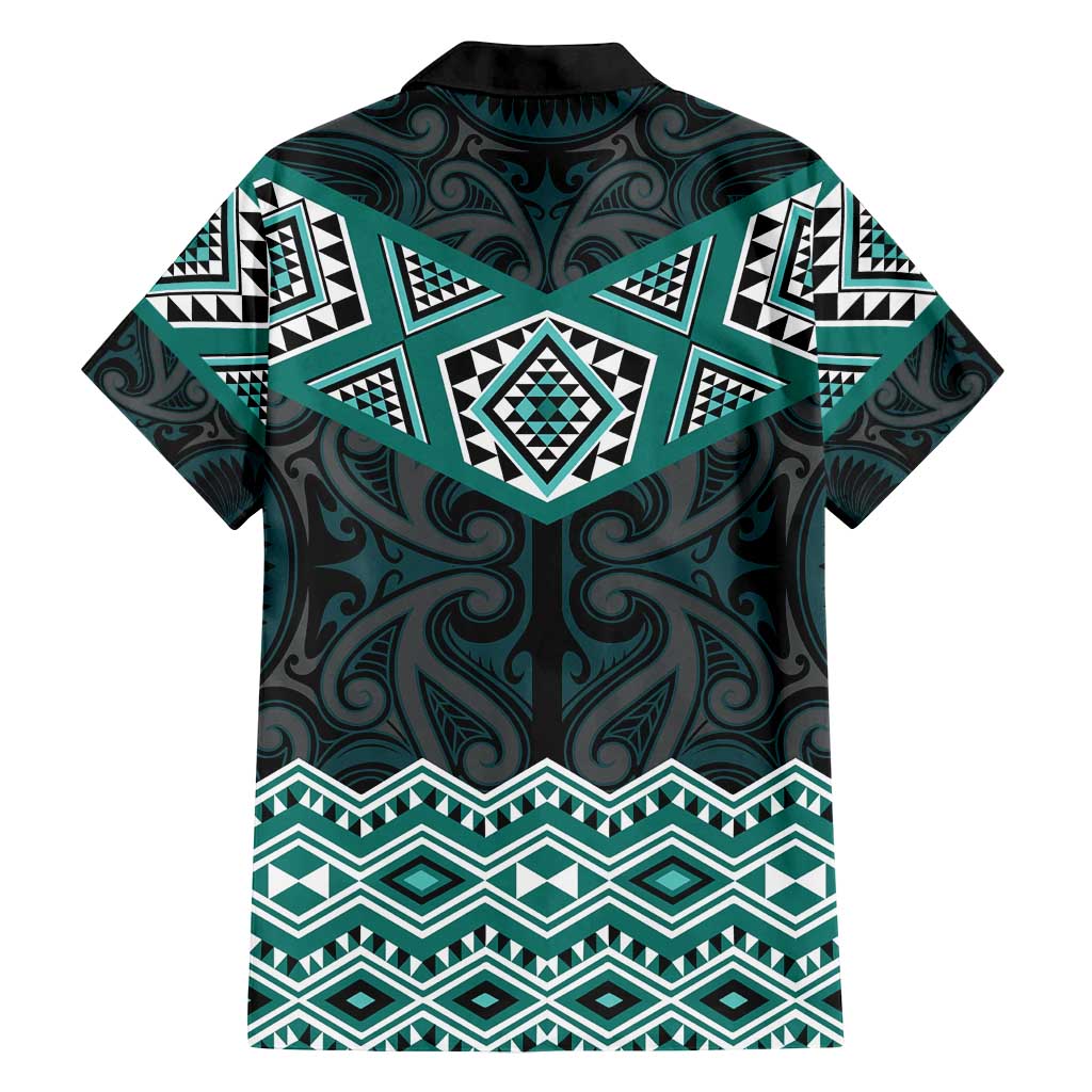 New Zealand Aotearoa Family Matching Puletasi and Hawaiian Shirt Turquoise Taniko Art Maori Pattern LT05 - Polynesian Pride