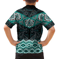 New Zealand Aotearoa Family Matching Summer Maxi Dress and Hawaiian Shirt Turquoise Taniko Art Maori Pattern LT05 - Polynesian Pride