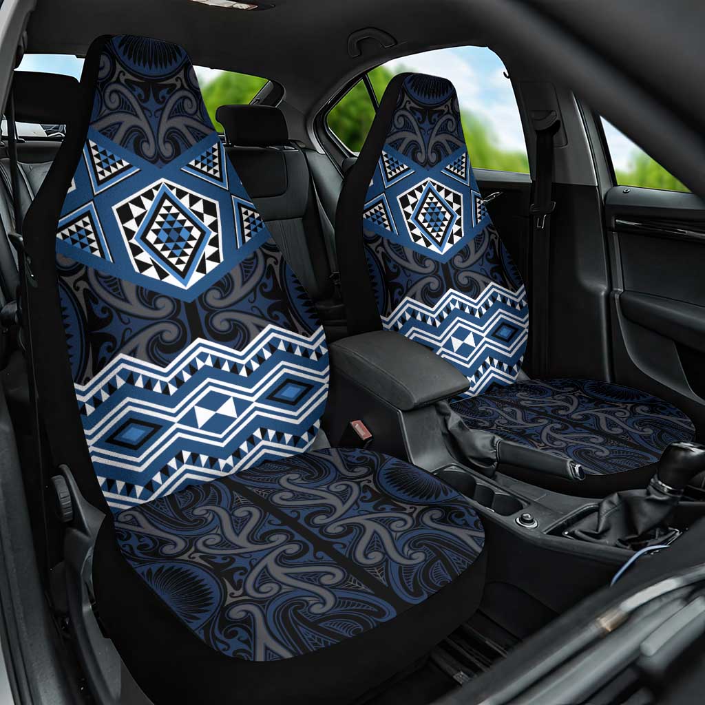 New Zealand Aotearoa Car Seat Cover Blue Taniko Art Maori Pattern LT05 One Size Blue - Polynesian Pride