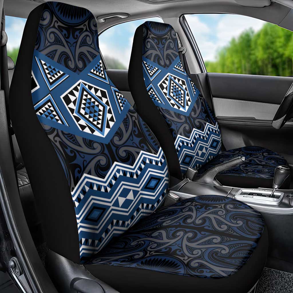 New Zealand Aotearoa Car Seat Cover Blue Taniko Art Maori Pattern LT05 - Polynesian Pride