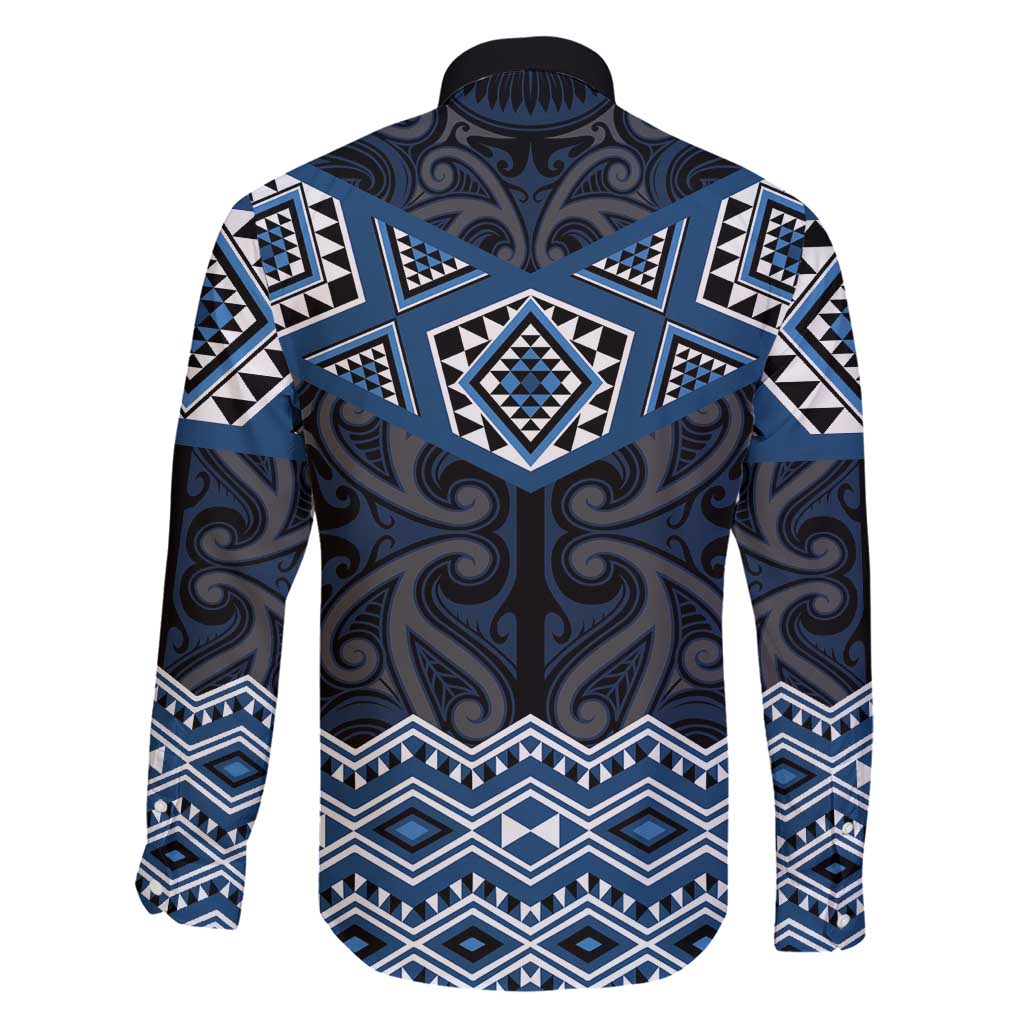 New Zealand Aotearoa Family Matching Short Sleeve Bodycon Dress and Hawaiian Shirt Blue Taniko Art Maori Pattern LT05 - Polynesian Pride