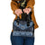 New Zealand Aotearoa Shoulder Handbag Blue Taniko Art Maori Pattern