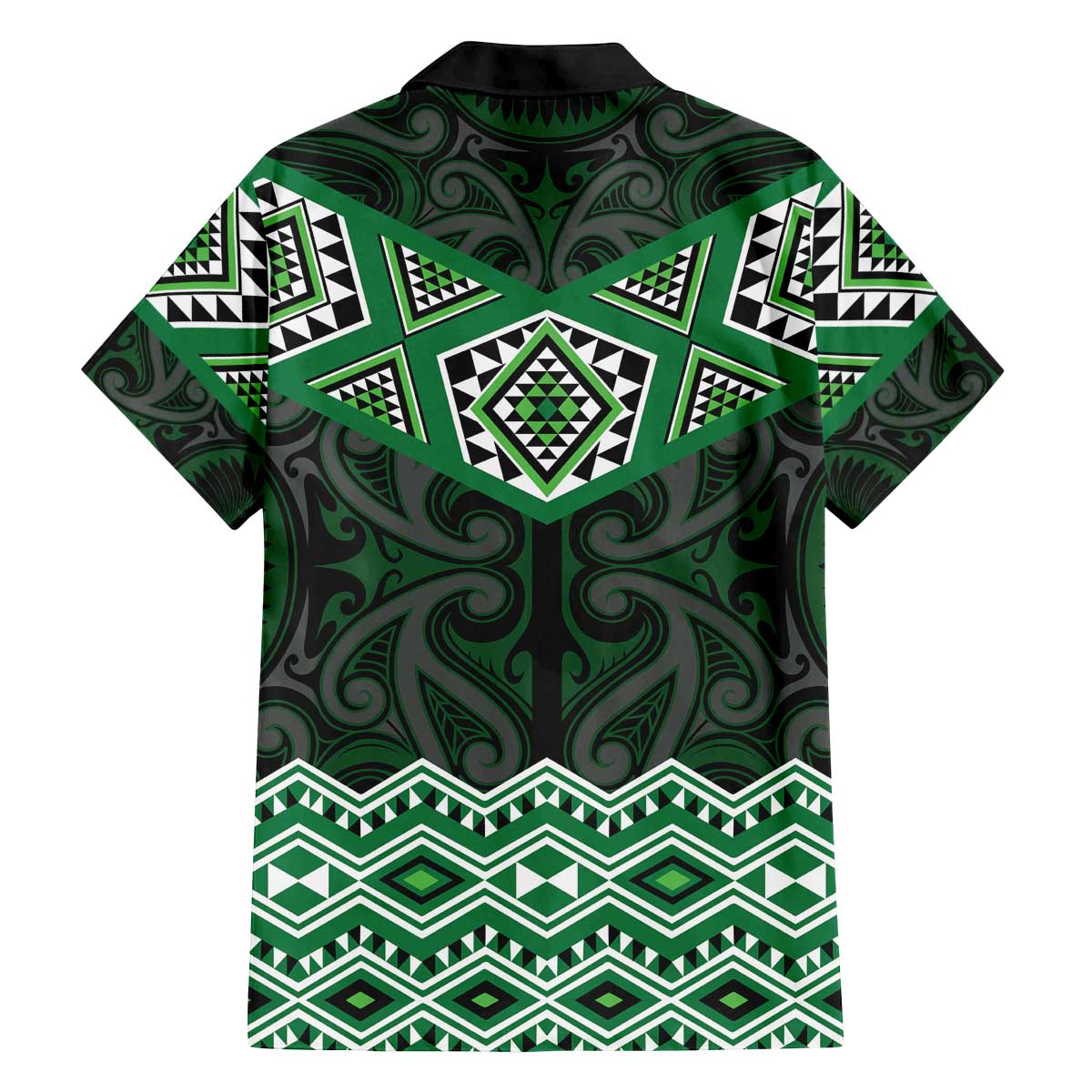 New Zealand Aotearoa Family Matching Off The Shoulder Long Sleeve Dress and Hawaiian Shirt Green Taniko Art Maori Pattern LT05 - Polynesian Pride