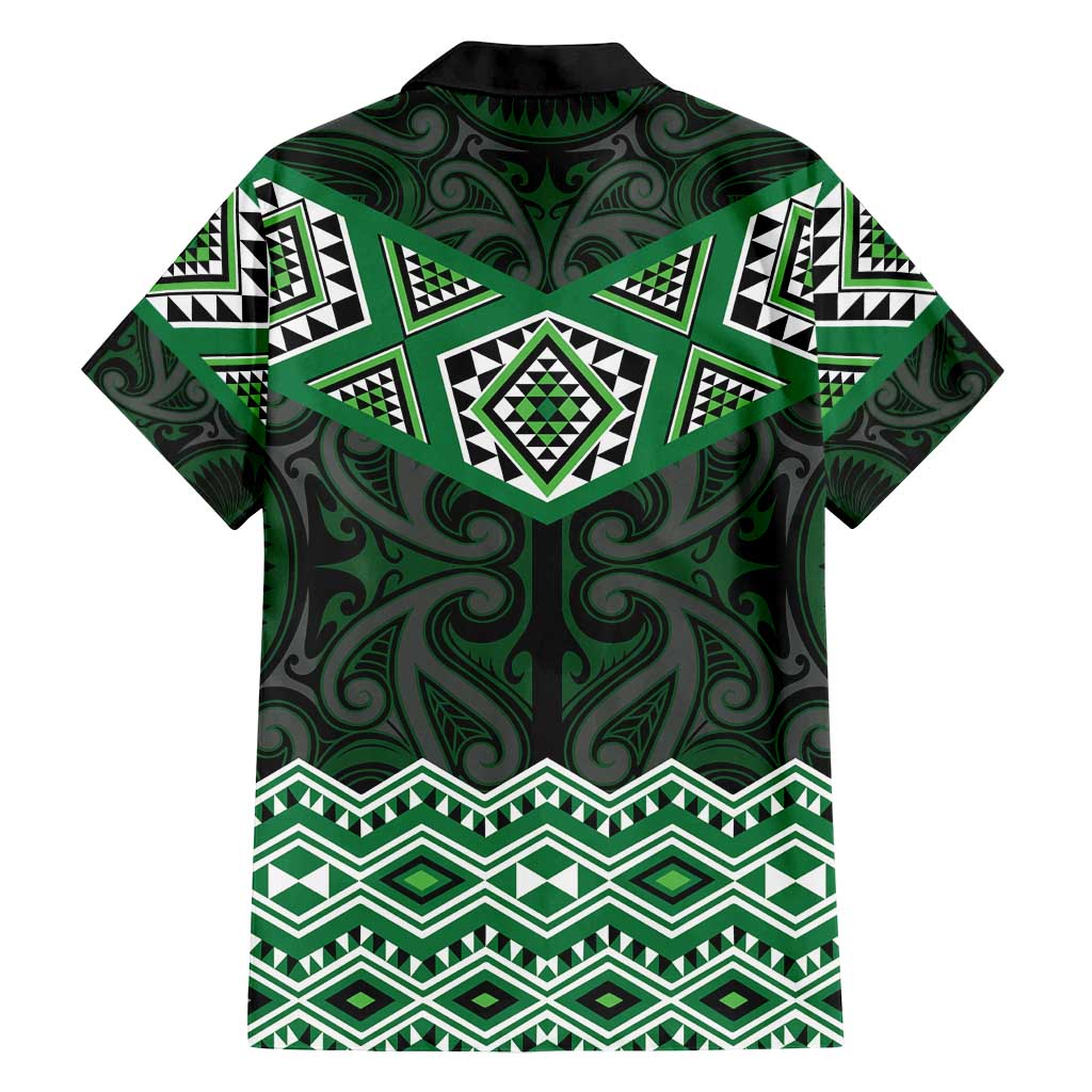 New Zealand Aotearoa Family Matching Puletasi and Hawaiian Shirt Green Taniko Art Maori Pattern LT05 - Polynesian Pride