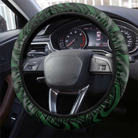 New Zealand Aotearoa Steering Wheel Cover Green Taniko Art Maori Pattern LT05 - Polynesian Pride
