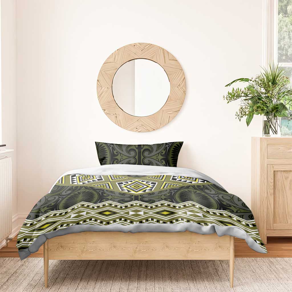 New Zealand Aotearoa Bedding Set Yellow Taniko Art Maori Pattern