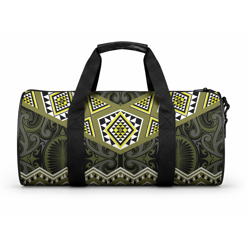 New Zealand Aotearoa Duffle Bag Yellow Taniko Art Maori Pattern LT05 One size Yellow - Polynesian Pride