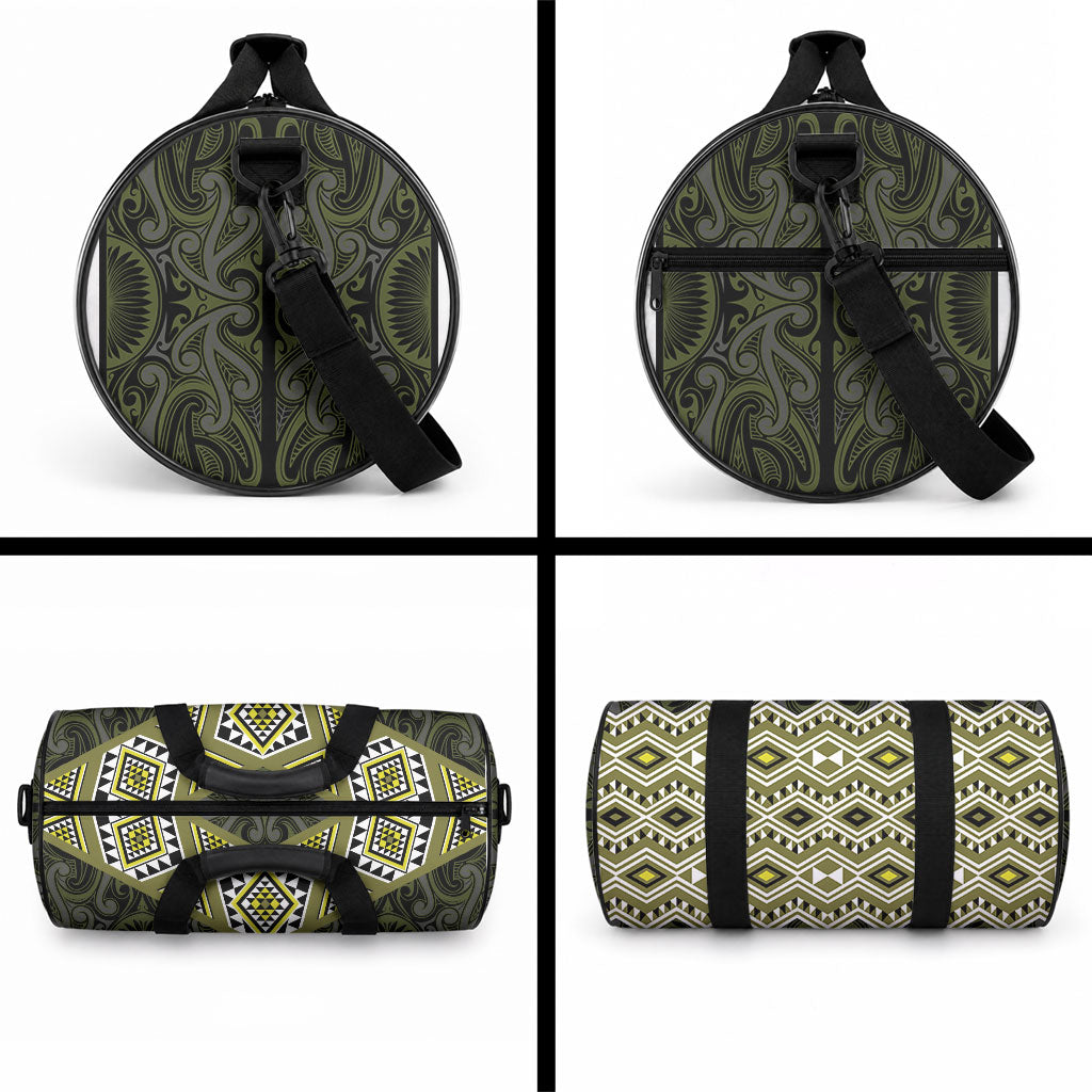 New Zealand Aotearoa Duffle Bag Yellow Taniko Art Maori Pattern LT05 - Polynesian Pride