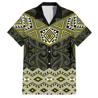 New Zealand Aotearoa Family Matching Off The Shoulder Long Sleeve Dress and Hawaiian Shirt Yellow Taniko Art Maori Pattern LT05 Dad's Shirt - Short Sleeve Yellow - Polynesian Pride