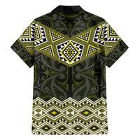 New Zealand Aotearoa Family Matching Off The Shoulder Long Sleeve Dress and Hawaiian Shirt Yellow Taniko Art Maori Pattern LT05 - Polynesian Pride