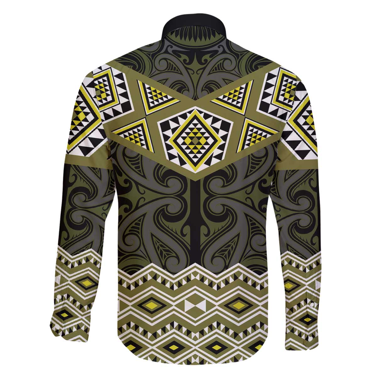 New Zealand Aotearoa Family Matching Off The Shoulder Long Sleeve Dress and Hawaiian Shirt Yellow Taniko Art Maori Pattern LT05 - Polynesian Pride