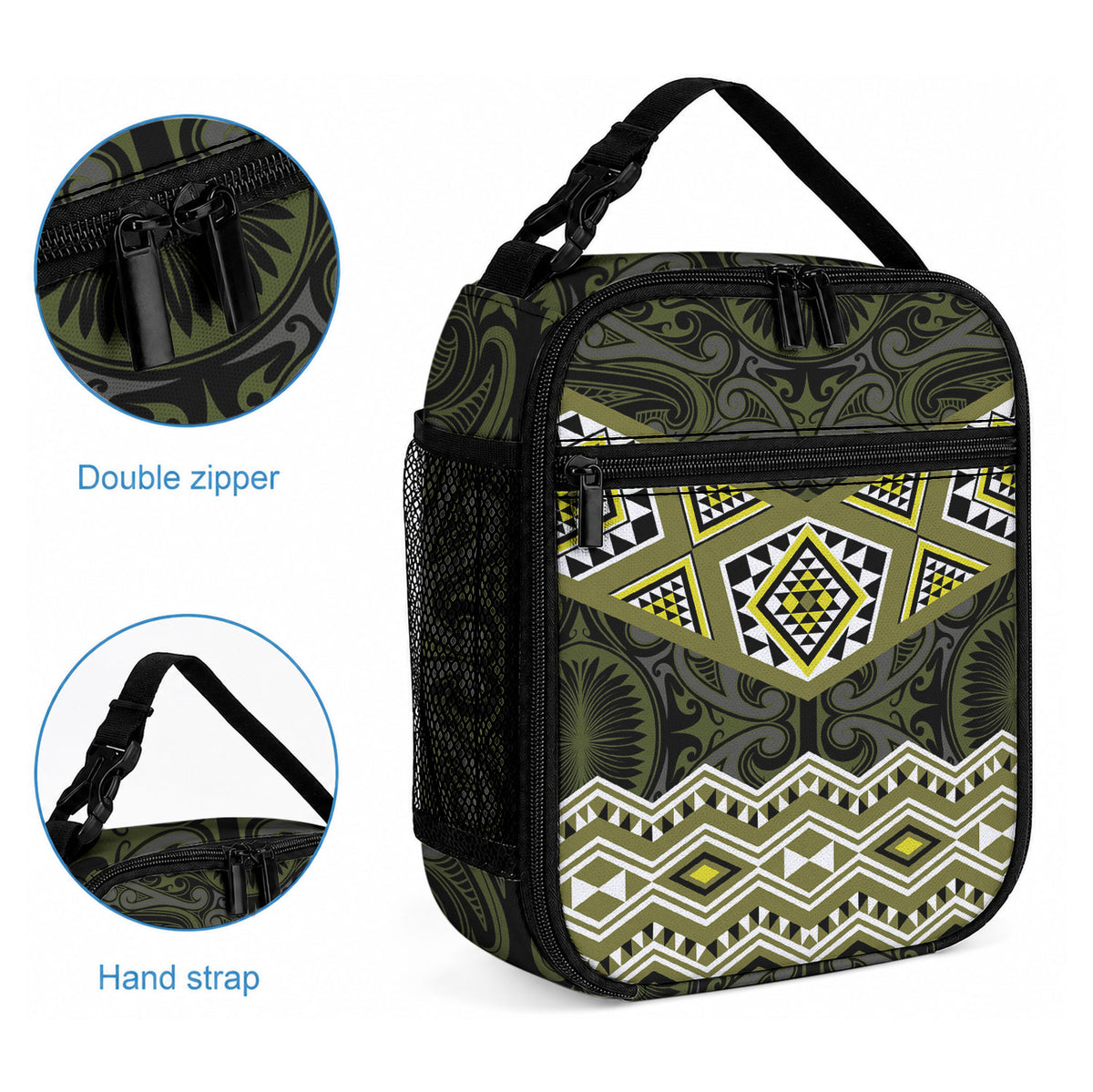 New Zealand Aotearoa Lunch Bag Yellow Taniko Art Maori Pattern LT05 - Polynesian Pride