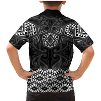 New Zealand Aotearoa Family Matching Mermaid Dress and Hawaiian Shirt Black Taniko Art Maori Pattern LT05 - Polynesian Pride