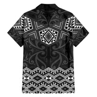 New Zealand Aotearoa Family Matching Off Shoulder Short Dress and Hawaiian Shirt Black Taniko Art Maori Pattern LT05 - Polynesian Pride