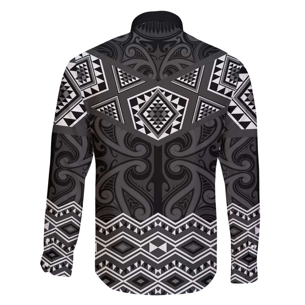New Zealand Aotearoa Family Matching Short Sleeve Bodycon Dress and Hawaiian Shirt Black Taniko Art Maori Pattern LT05 - Polynesian Pride