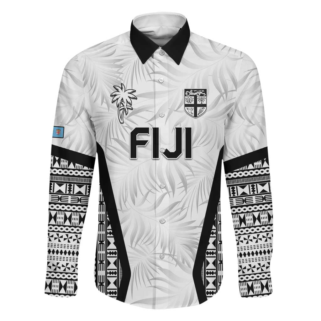 Custom Fiji 2026 Rugby Family Matching Mermaid Dress and Hawaiian Shirt Fijian Tapa Pattern LT05 Dad's Shirt - Long Sleeve White - Polynesian Pride