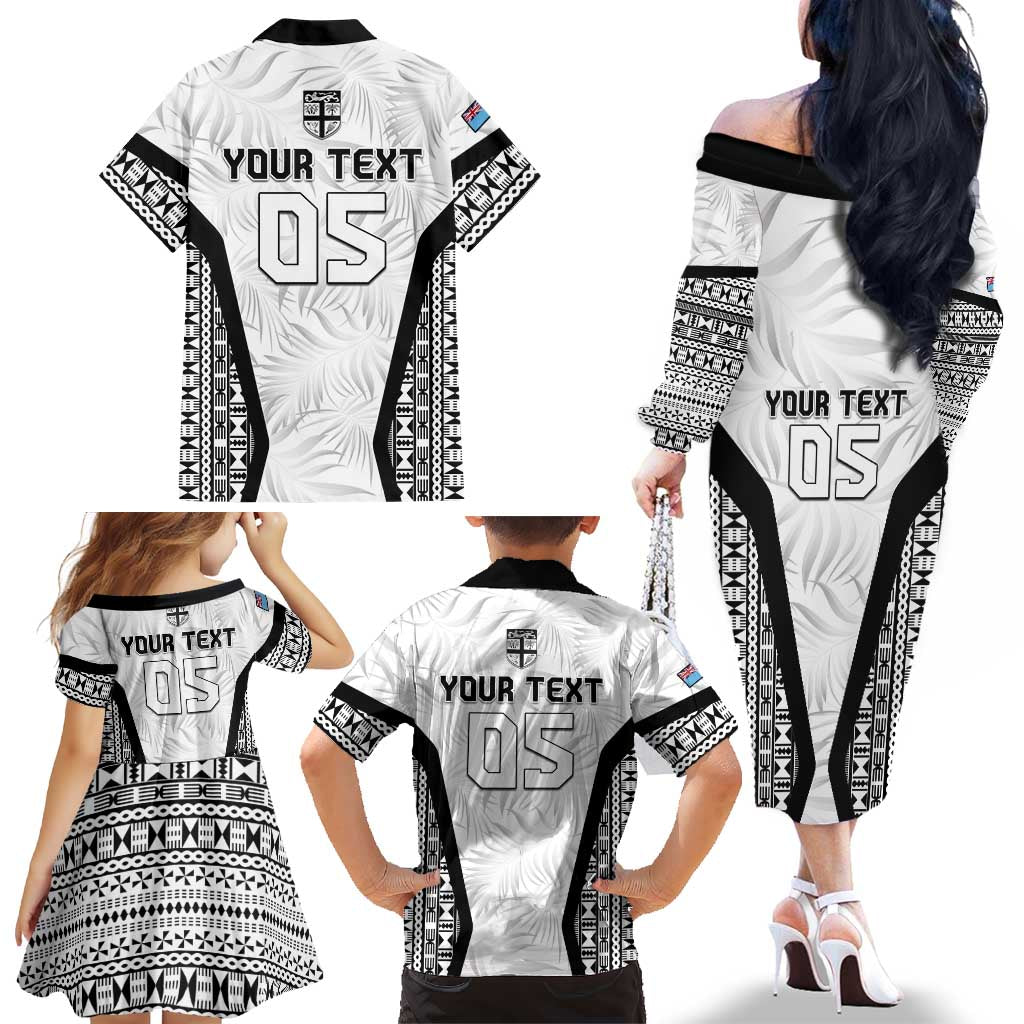 Custom Fiji 2026 Rugby Family Matching Off The Shoulder Long Sleeve Dress and Hawaiian Shirt Fijian Tapa Pattern LT05 - Polynesian Pride