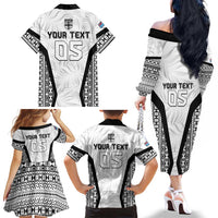 Custom Fiji 2026 Rugby Family Matching Off The Shoulder Long Sleeve Dress and Hawaiian Shirt Fijian Tapa Pattern LT05 - Polynesian Pride