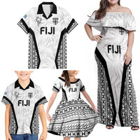 Custom Fiji 2026 Rugby Family Matching Off Shoulder Maxi Dress and Hawaiian Shirt Fijian Tapa Pattern LT05 - Polynesian Pride
