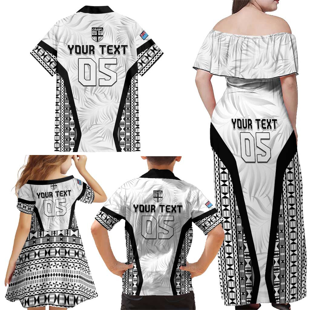 Custom Fiji 2026 Rugby Family Matching Off Shoulder Maxi Dress and Hawaiian Shirt Fijian Tapa Pattern LT05 - Polynesian Pride