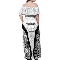 Custom Fiji 2026 Rugby Family Matching Off Shoulder Maxi Dress and Hawaiian Shirt Fijian Tapa Pattern LT05 - Polynesian Pride