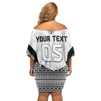 Custom Fiji 2026 Rugby Family Matching Off Shoulder Short Dress and Hawaiian Shirt Fijian Tapa Pattern LT05 - Polynesian Pride