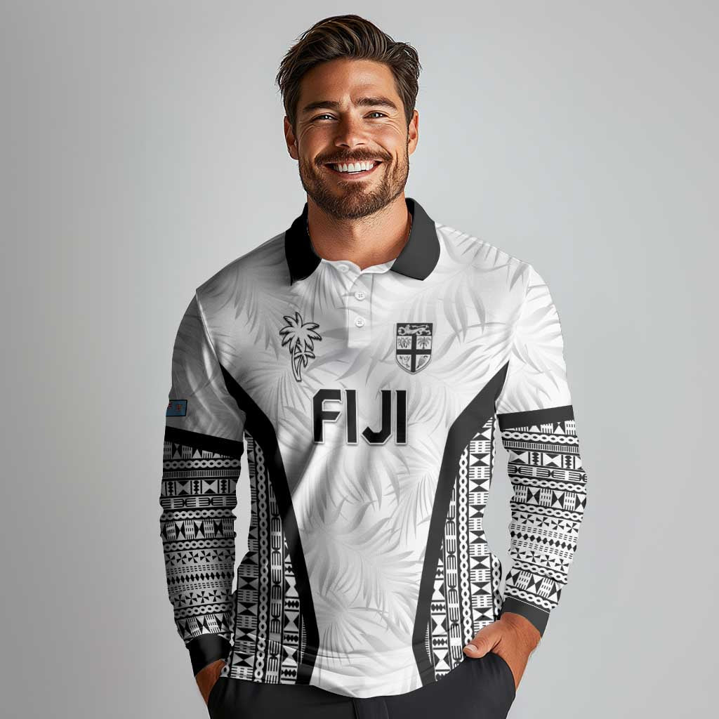 Custom Fiji 2026 Rugby Long Sleeve Polo Shirt Fijian Tapa Pattern