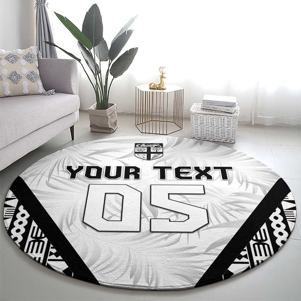 Custom Fiji 2026 Rugby Round Carpet Fijian Tapa Pattern